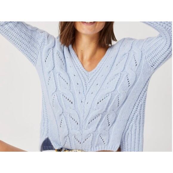 Anthropologie Sweaters - Anthropologie Cable Knit Sky Blue Ramona Sweater, Size XS